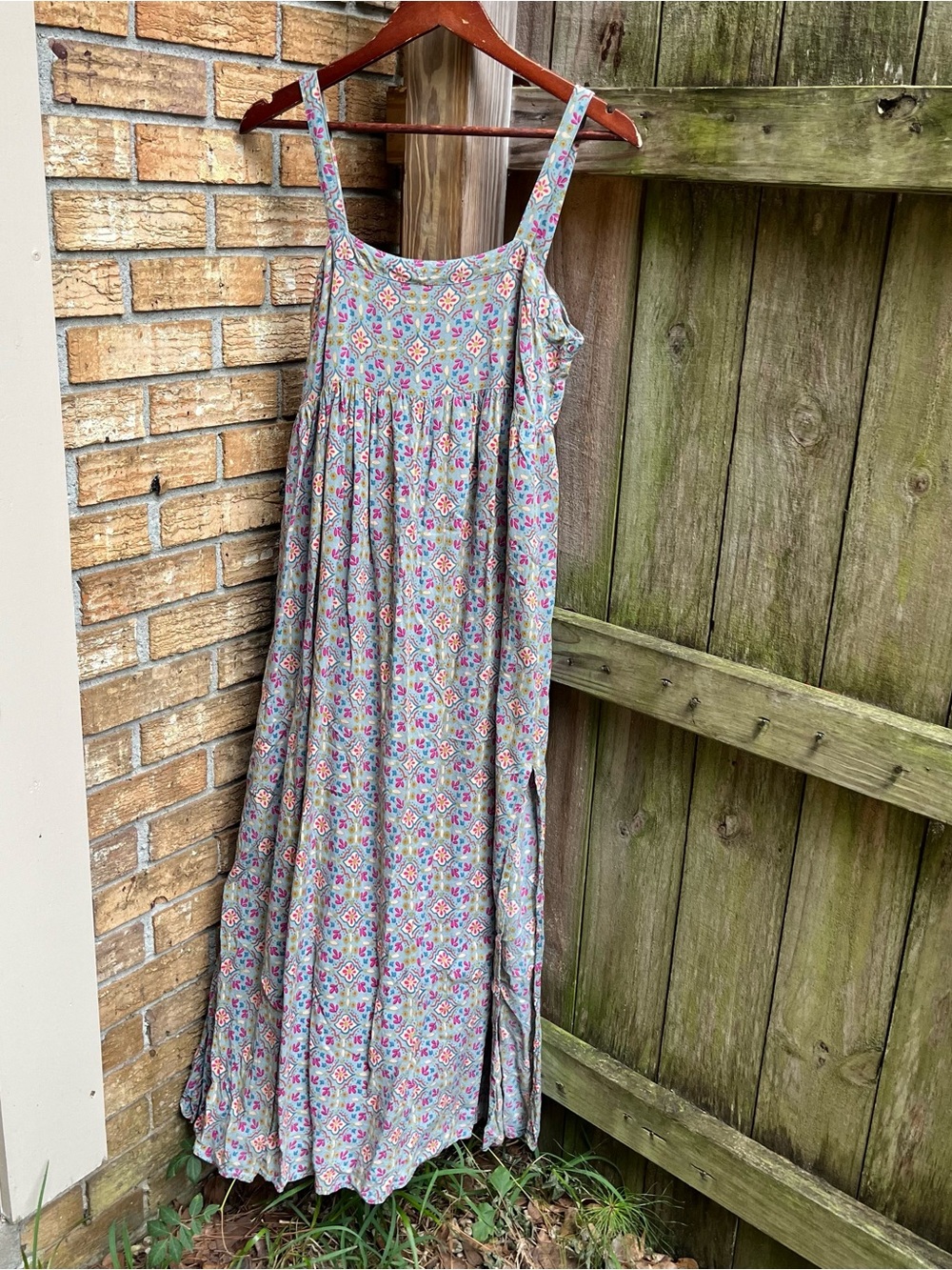 NATURAL LIFE Floral Maxi Dress in Light Blue with Pink and Green Print